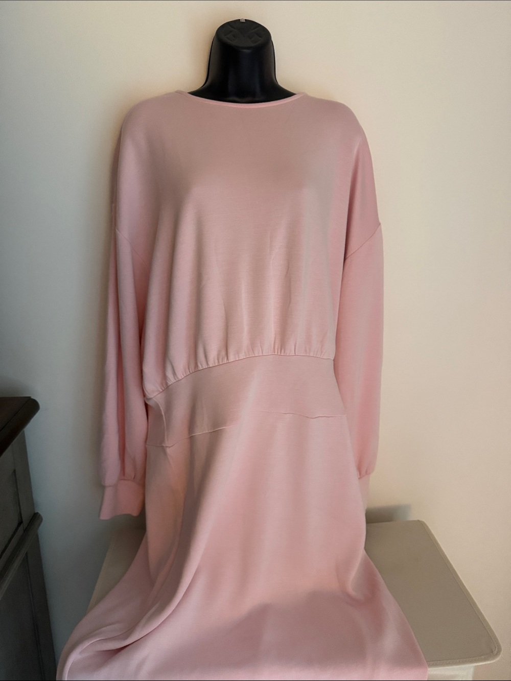 Oversized Long Sleeve Knit Dress in Light Pink